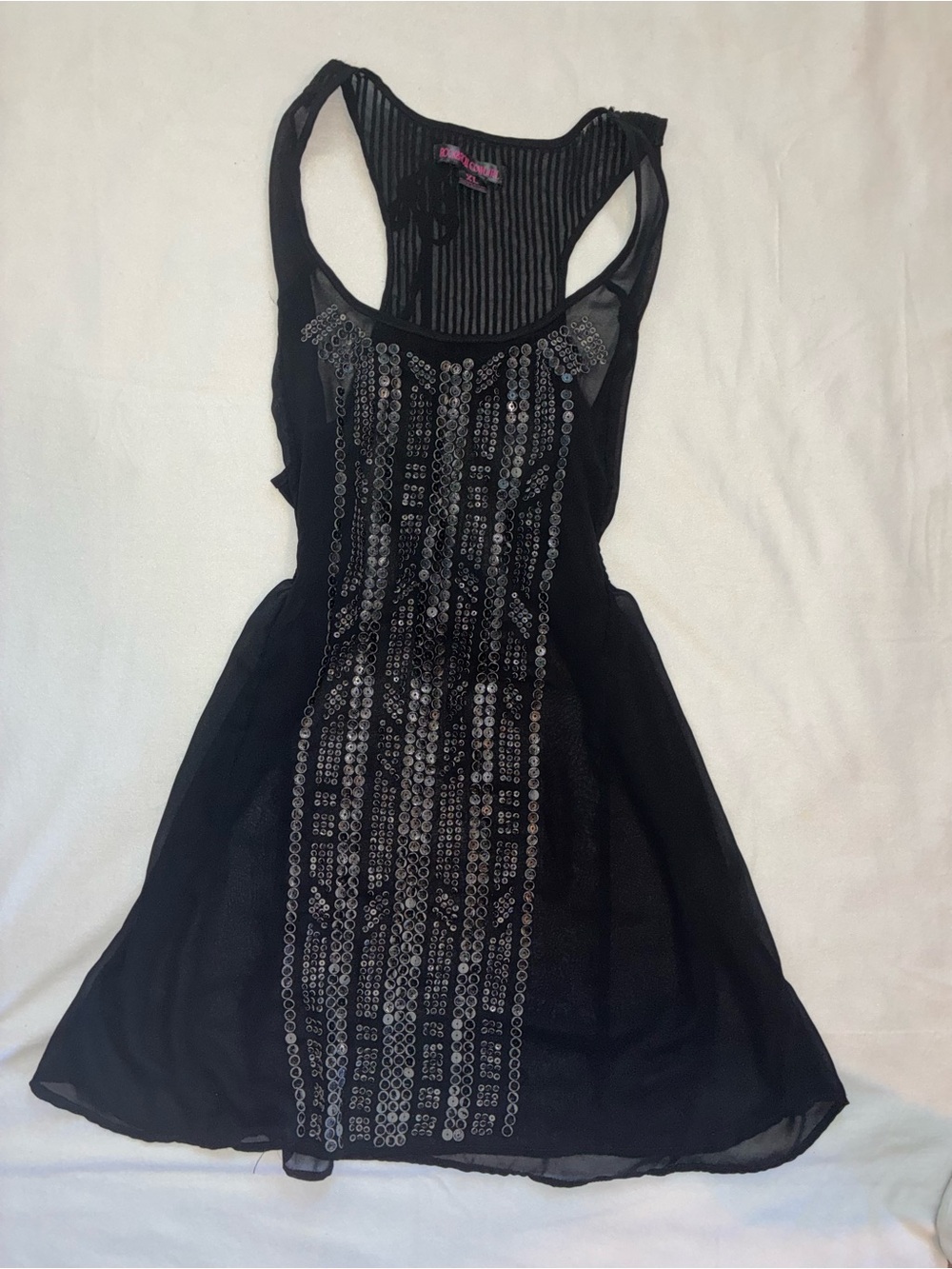Rock & Roll Cowgirl Black Sequin Racerback Dress completely sheer